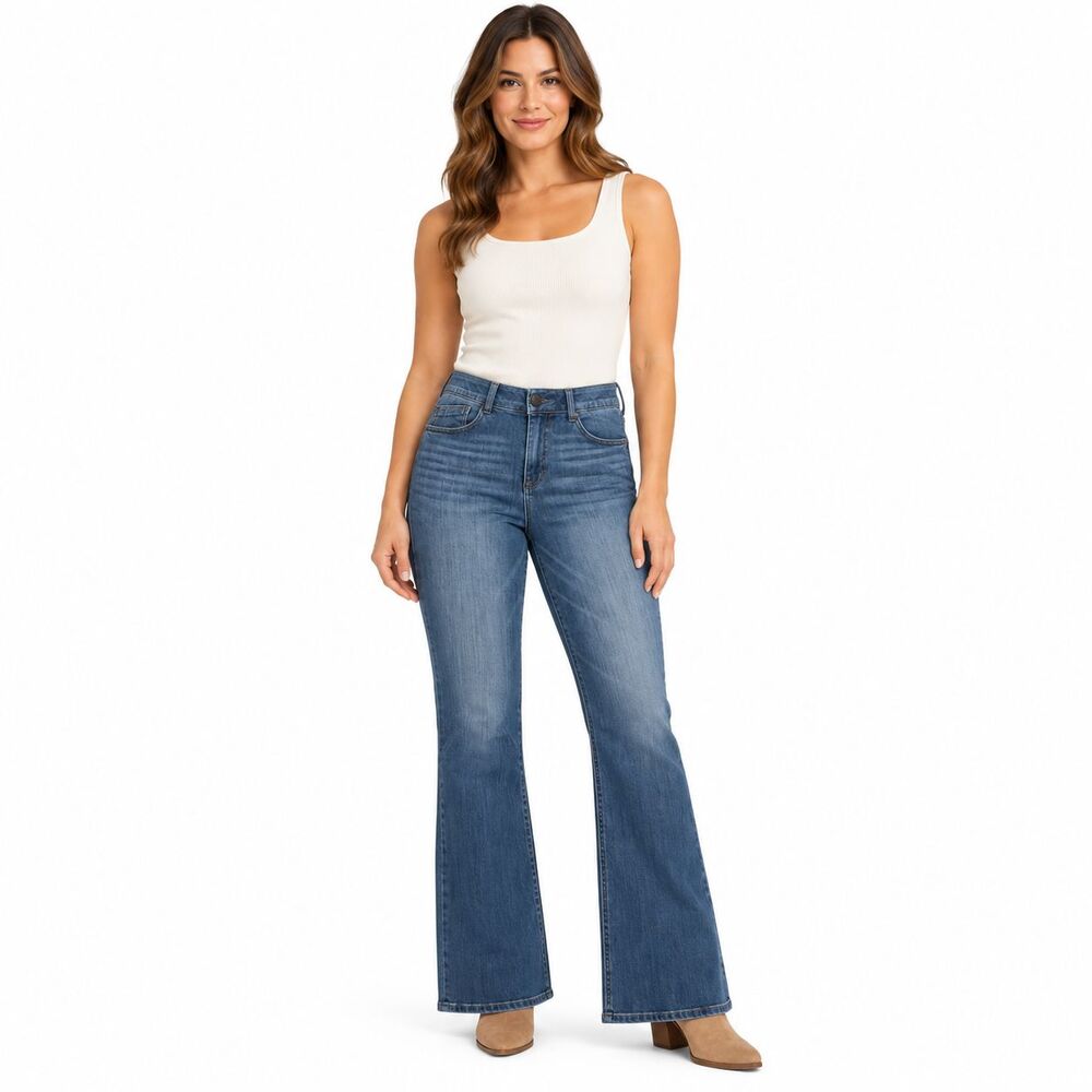 Democracy ab Solution Jeans Women's 12 Bootcut Stretch Blue Denim Mid Rise